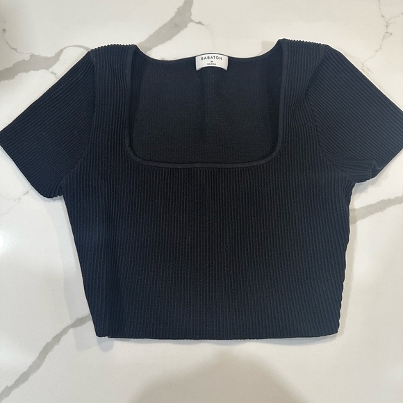 Aritzia Babaton Square Neck Black Top-Size Medium - Picture 2 of 9